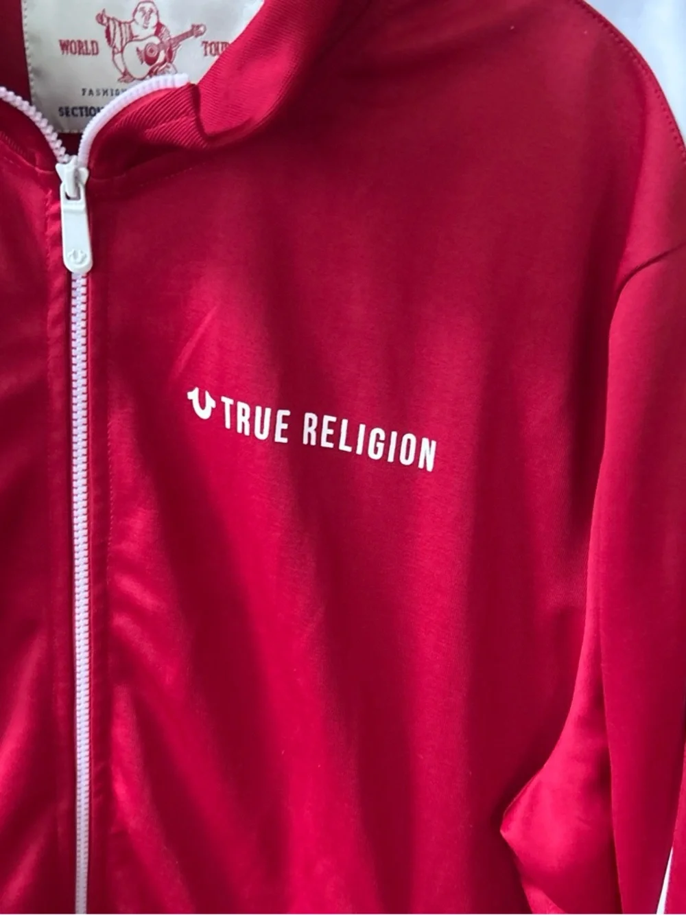 True Religion Bright Red Zip-Up Windbreaker